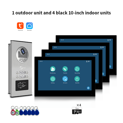 Anjielo Smart Home 1080P Tuya Building Smart Video Doorphone for Multi-Apartment Metal Doorbell Video Intercom System AHD 7inch Monitor