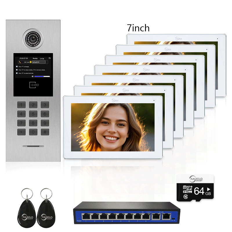 High Definition Tuya Smart Video Intercom System for Multiple Unit Buildings Includes KeyPad, IC Cards & Works up to 999 Users