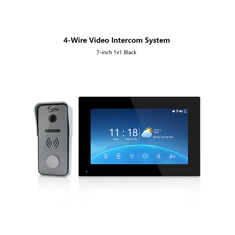 Anjielo 4-Wire Video Intercom System | Touchscreen + Tuya App Integration, 2-Way Audio, Night Vision & Motion Detection, Smart Access Control for Home & Villa