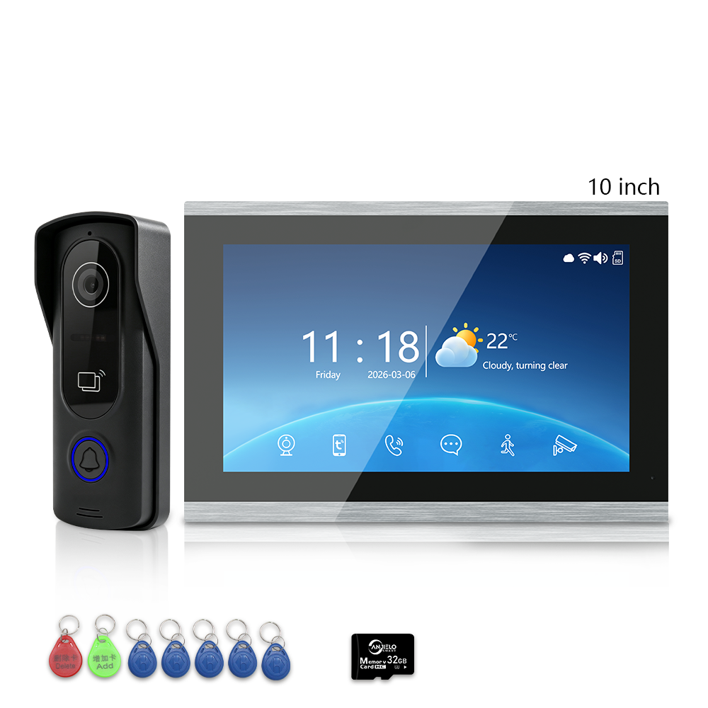 4 Wire Tuya Smart Video Intercom System | 1080P Wired Video Doorbell with Indoor Touch Monitor, RFID Card Unlock, Motion Detection, Night Vision, 2-Way Audio, Remote Unlock for Home Security