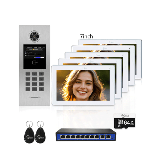 High Definition Tuya Smart Video Intercom System for Multiple Unit Buildings Includes KeyPad, IC Cards & Works up to 999 Users