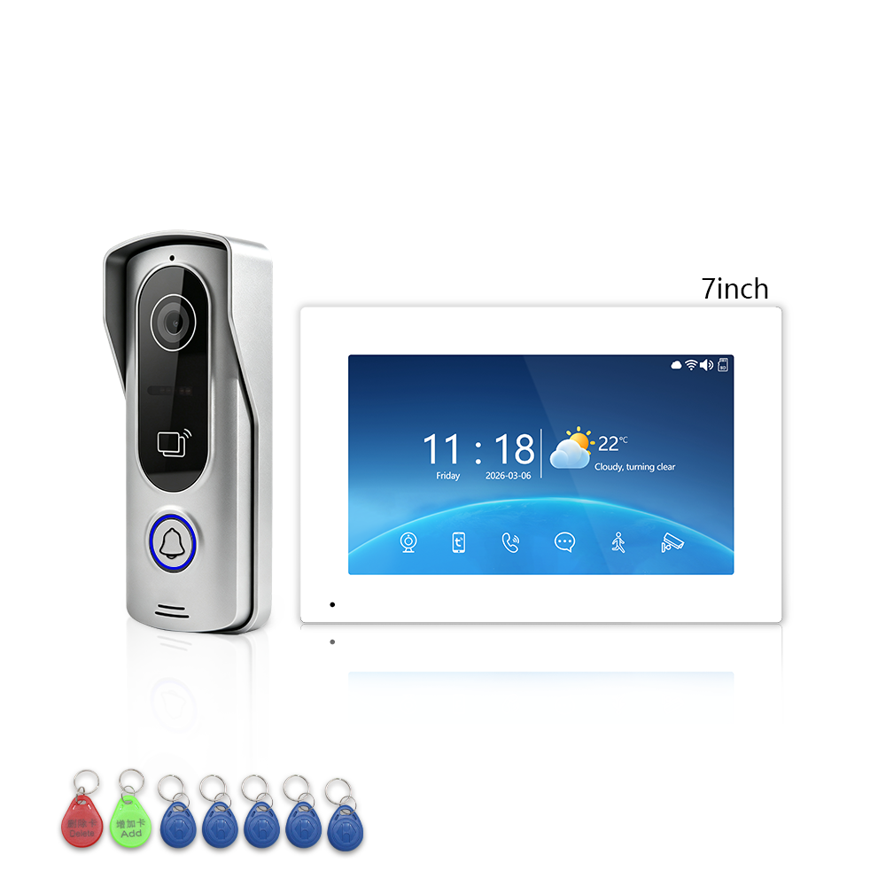 ANJIELO SMART 4-Wire Tuya Video Intercom System, 1080P Wired Villa Door Phone, Motion Detection, IR Night Vision, Multi Indoor Monitor Intercom, RFID Card + APP Remote Unlock