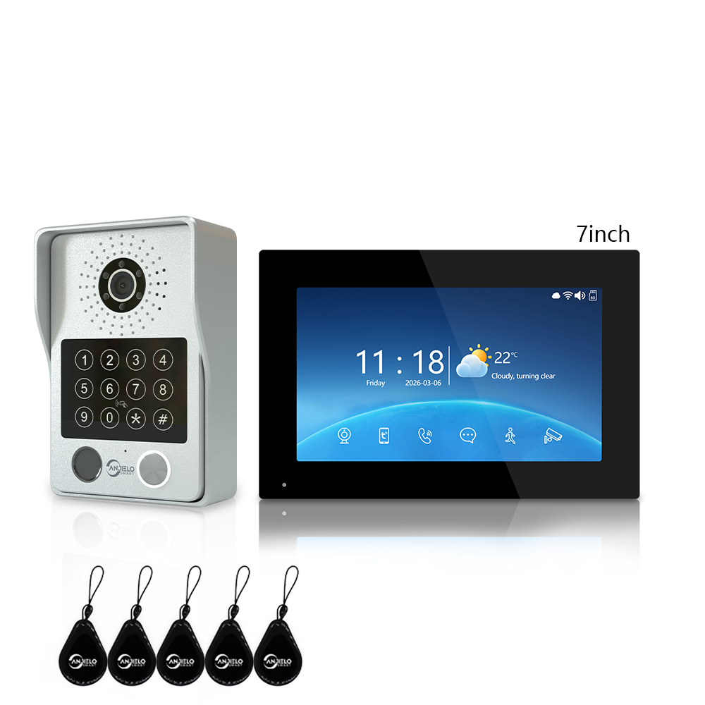 Anjielo Newest 4 wire Video Intercom System With Photo Frame Video Doorbell Motion Detection 5 in 1 unlocking Video Doorphone with Infrared Night Vision for Home and Villa