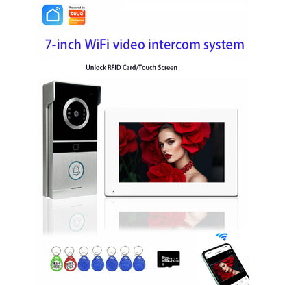 AnjieloSmart Video Intercom 7/10 inch 1080P WiFi Video Door Phone with RFID Unlock IR Night Vision and Two-way Talk Video Intercom System for Home