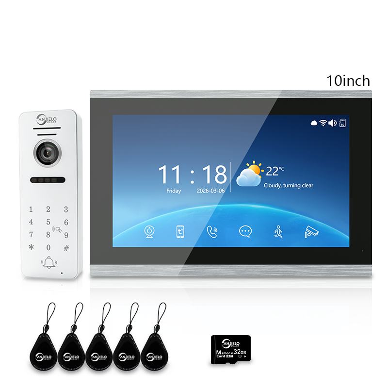 4-Wire Tuya Smart Video Intercom System, 10 Inch Touch Screen Indoor Monitor, Wired Doorbell Camera with Keypad, Two-Way Audio, PIR Motion Detection, Remote Unlock, Night Vision for Home Villa Security