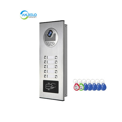 Anjielo Smart Home Video Intercom System 700TVL with RFID Access Outdoor Camera Video Doorphone Doorbell IR Night Vision for 2/3/4/6/8/10/12 for Multi-Room of Apartments and Villa