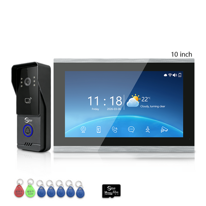 Wired 4‑Wire Smart Video Doorbell Intercom System | 1080P Infrared Night Vision IP65 Waterproof Tuya WiFi Video Door Phone with Touch Screen Monitor Motion Detection 3‑Way Unlock for Home Security