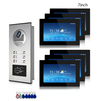 Multi-Family 4-Wire Video Intercom Doorbell System, 1080P HD Camera, 3 Unlock Methods, Tuya Smart App, 2-12 Units, Night Vision & Motion Detection