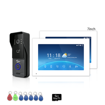 Wired 4‑Wire Smart Video Doorbell Intercom System | 1080P Infrared Night Vision IP65 Waterproof Tuya WiFi Video Door Phone with Touch Screen Monitor Motion Detection 3‑Way Unlock for Home Security