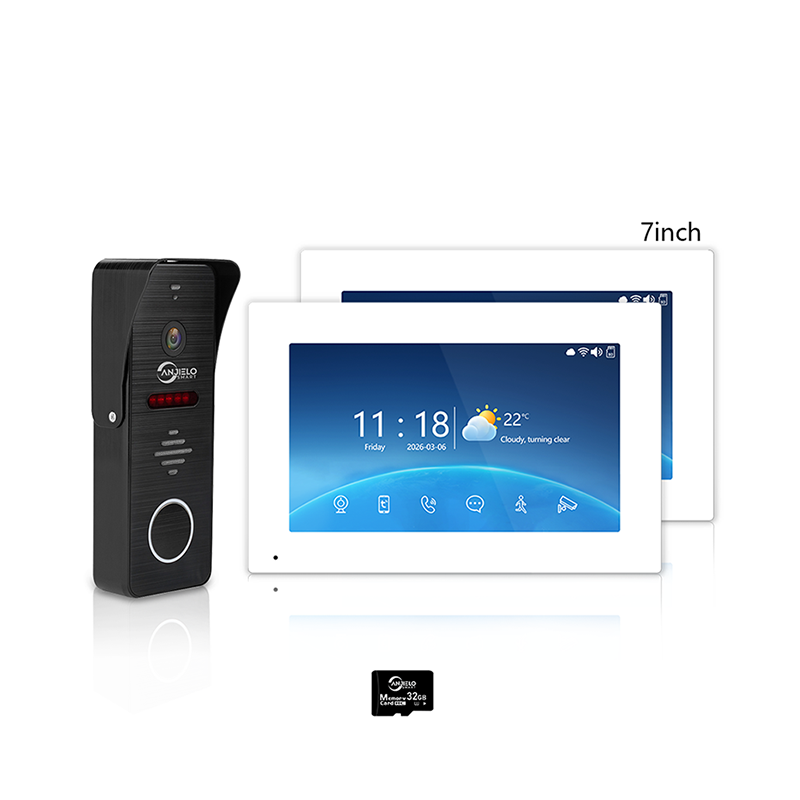 ANJIELO 4-Wire Video Intercom System – 7"/10" Indoor Monitor, Night Vision, Motion Detection, Two-Way Audio, Tuya/Smart Life App, IP65 Weatherproof Door Station with Rain Cover