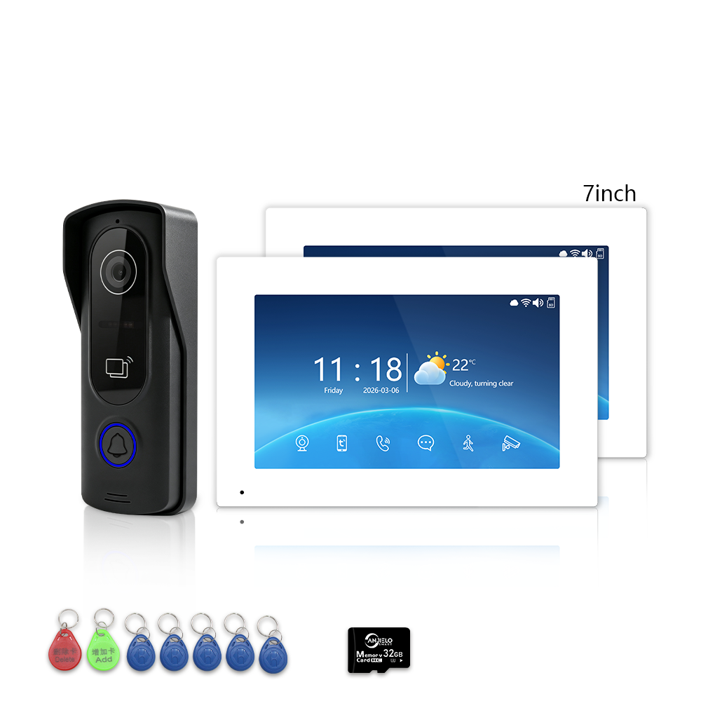 4 Wire Tuya Smart Video Intercom System | 1080P Wired Video Doorbell with Indoor Touch Monitor, RFID Card Unlock, Motion Detection, Night Vision, 2-Way Audio, Remote Unlock for Home Security