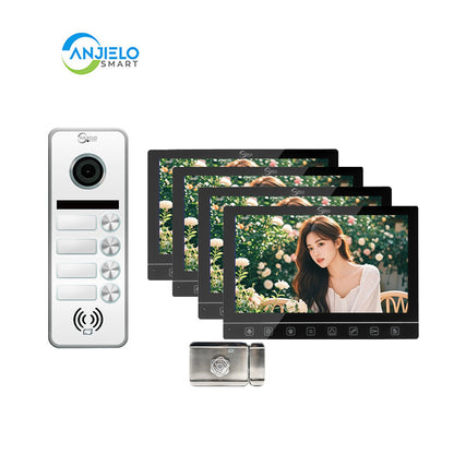 Anjielo Smart Home 7-Inch Smart Touchscreen Video Door Phone with 1080P HD Camera & Night Vision - 2-Door Intercom System for Homes, Villas and Apartments