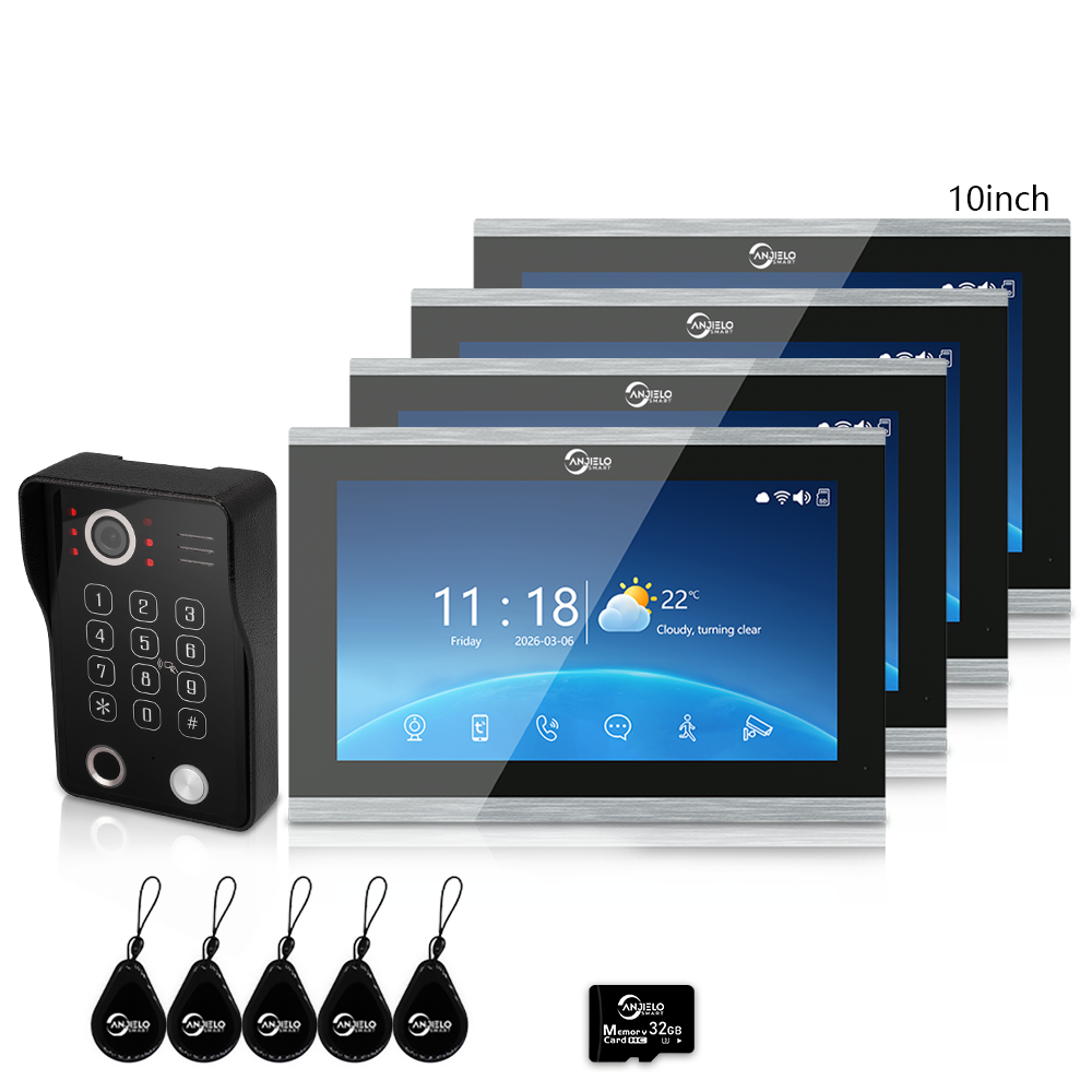 Tuya Smart 4-Wire Video Intercom System with 5-in-1 Unlock, Digital Photo Frame & Background Music, WiFi Doorbell Camera