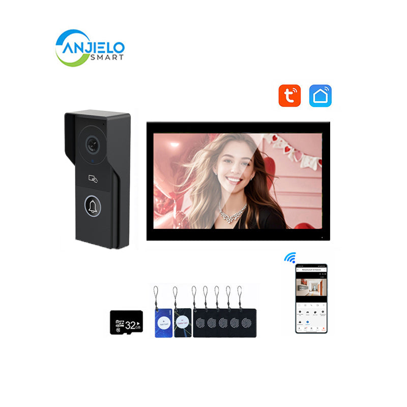 ANJIELO Smart Home Security Intercom System with 1080P 7/10-inch Touch Screen and Waterproof Door Phone, 140° Ultra-wide-angle Monitoring For Home