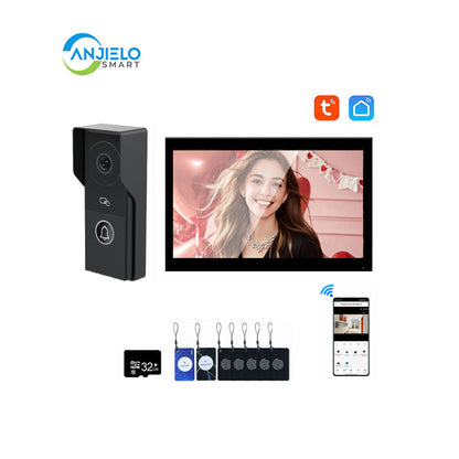 ANJIELO Smart Home Security Intercom System with 1080P 7/10-inch Touch Screen and Waterproof Door Phone, 140° Ultra-wide-angle Monitoring For Home
