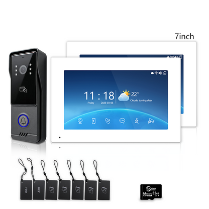 Tuya Smart 4‑Line Wired Video Intercom System, 10" Touch Screen Video Door Phone, RFID Unlock IP65 Doorbell Camera for Villa Home Security