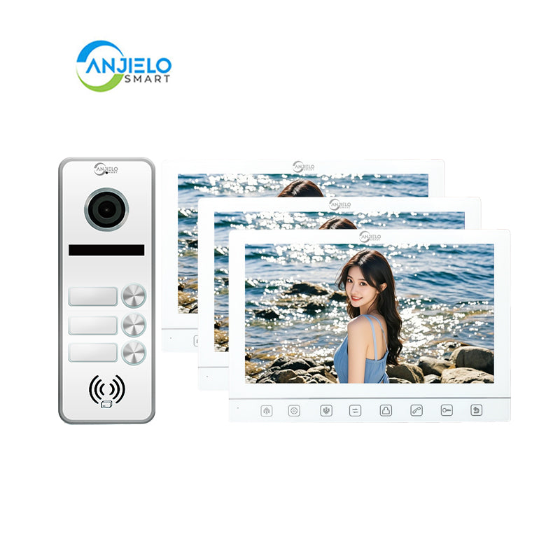 Anjielo Smart Home 7-Inch Smart Touchscreen Video Door Phone with 1080P HD Camera & Night Vision - 2-Door Intercom System for Homes, Villas and Apartments