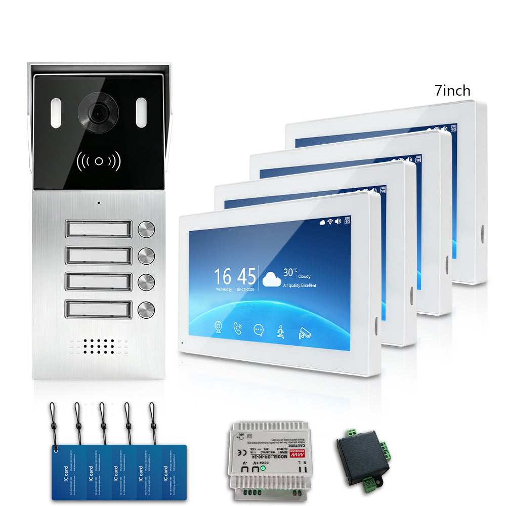 ANJIELO 2-Wire Multi-Tenant Tuya Smart Video Intercom System | Multi-Apartment Video Door Phone, Remote App Unlock, Waterproof Outdoor Station, 7/10 inch Indoor Touch Monitor