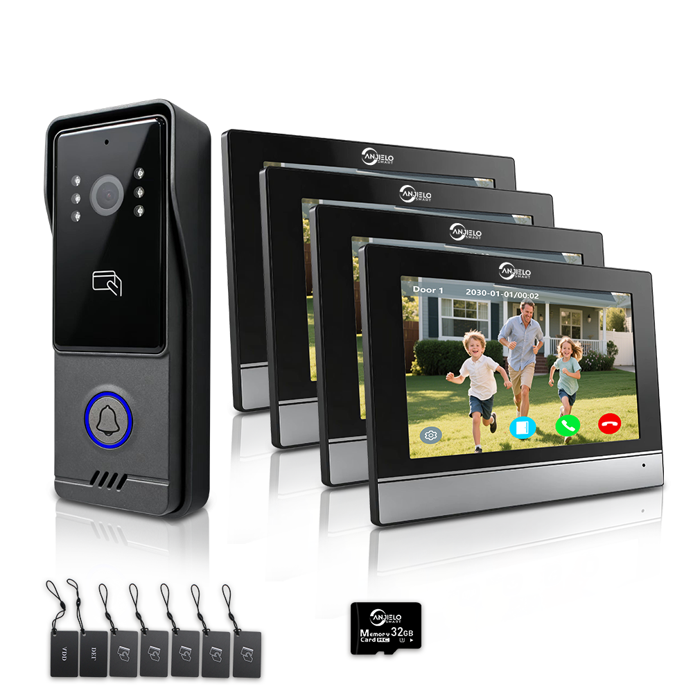 Anjielo Multifunctional New Model 4-Wire Video Doorbell Intercom System 7-inch Intelligent Screen Support