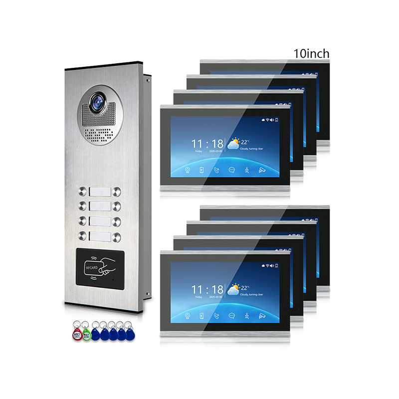 ANJIELO SMART 1-to-12 – Independent Intercom, No Interference | 4-Wire Video Intercom: 1080P Night Vision, 3-Way Unlock, Digital Photo Frame