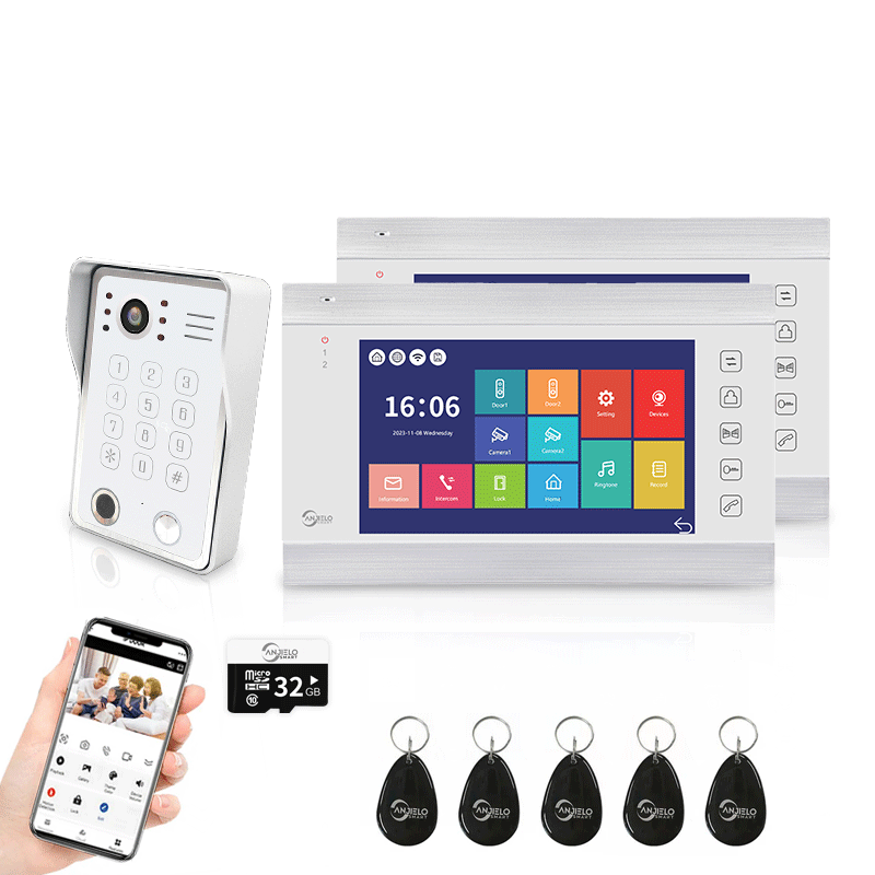 AnjieloSmart WiFi-Enabled 7" Touchscreen Video Doorphone - 1080p Resolution & App-Controlled Remote Locking for Android & iOS Devices