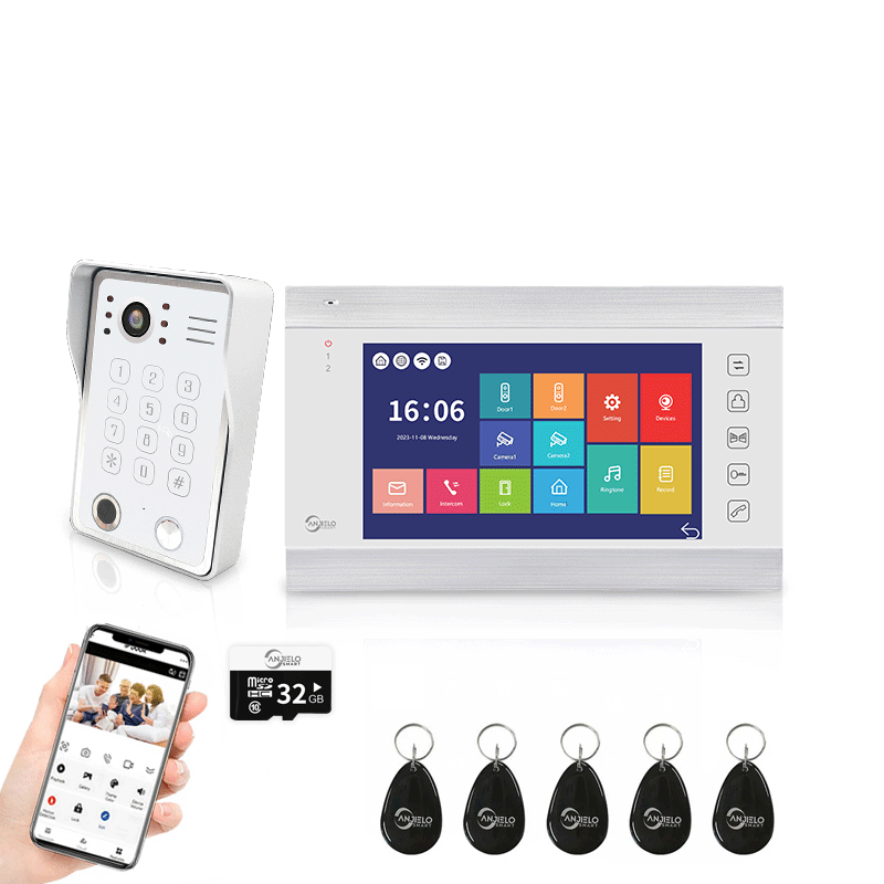 AnjieloSmart WiFi-Enabled 7" Touchscreen Video Doorphone - 1080p Resolution & App-Controlled Remote Locking for Android & iOS Devices