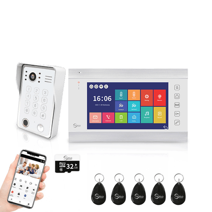 Anjielo Smart Home WiFi-Enabled 7" Touchscreen Video Doorphone - 1080p Resolution & App-Controlled Remote Locking for Android & iOS Devices
