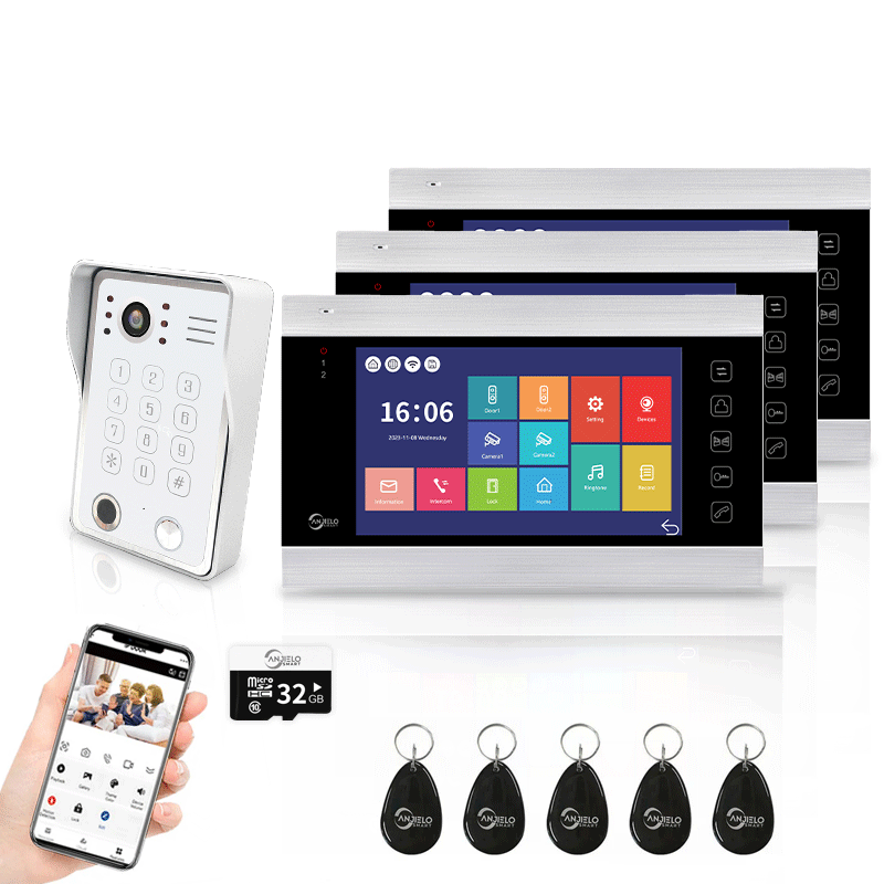 AnjieloSmart WiFi-Enabled 7" Touchscreen Video Doorphone - 1080p Resolution & App-Controlled Remote Locking for Android & iOS Devices