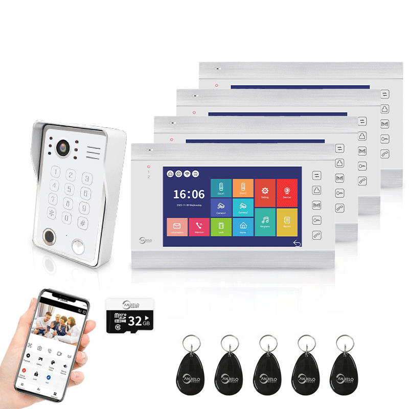 AnjieloSmart WiFi-Enabled 7" Touchscreen Video Doorphone - 1080p Resolution & App-Controlled Remote Locking for Android & iOS Devices