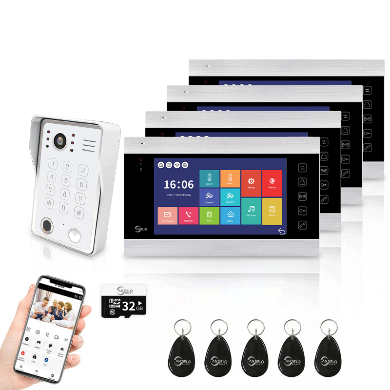 AnjieloSmart WiFi-Enabled 7" Touchscreen Video Doorphone - 1080p Resolution & App-Controlled Remote Locking for Android & iOS Devices