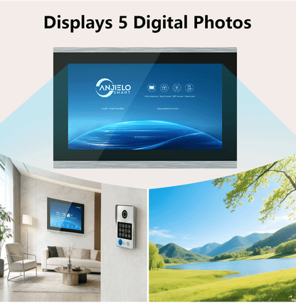 Anjielo Newest 4 wire Video Intercom System With Photo Frame Video Doorbell Motion Detection 5 in 1 unlocking Video Doorphone with Infrared Night Vision for Home and Villa