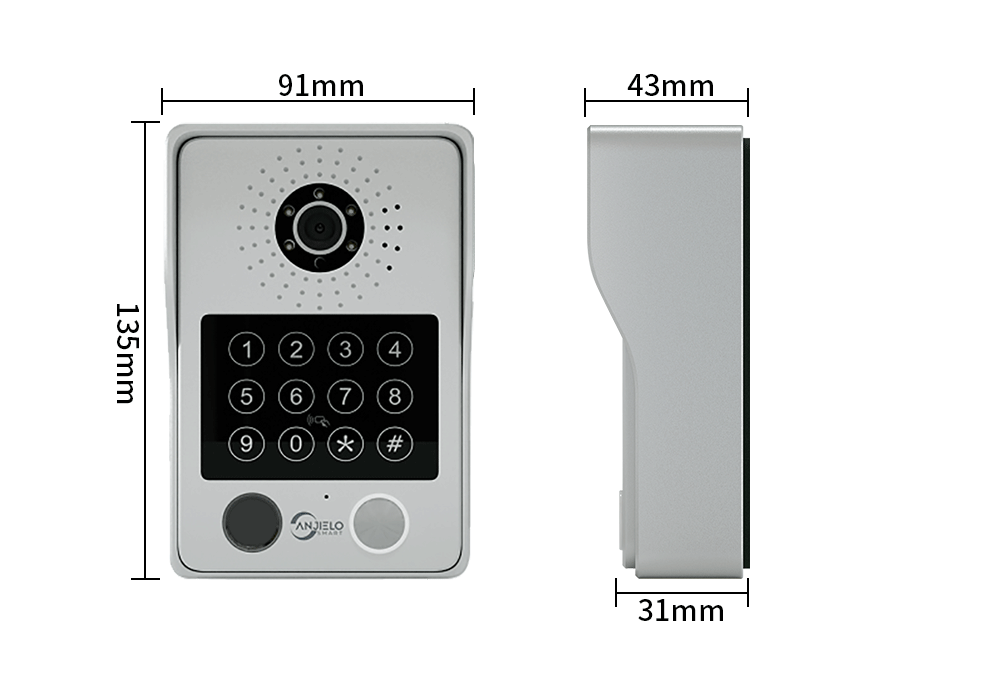 Anjielo Newest 4 wire Video Intercom System With Photo Frame Video Doorbell Motion Detection 5 in 1 unlocking Video Doorphone with Infrared Night Vision for Home and Villa