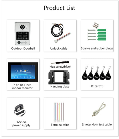 Anjielo Newest 4 wire Video Intercom System With Photo Frame Video Doorbell Motion Detection 5 in 1 unlocking Video Doorphone with Infrared Night Vision for Home and Villa