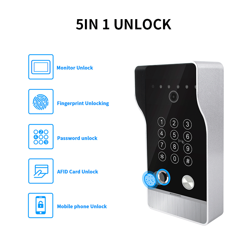 Anjielo Smart Home Large Size FHD 1080P Tuya Smart WiF Video Door phone Doorbell Camera with RFID Card unlcok Fingerprint and Passcode unlock for the Apartment Intercom System for Home Villa