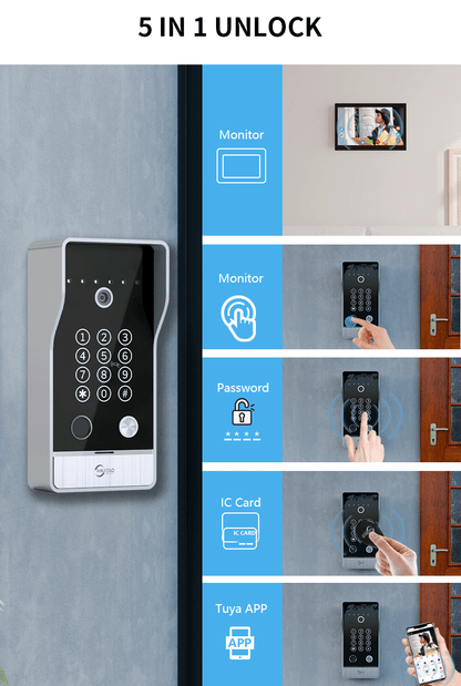 Anjielo Smart Home Large Size FHD 1080P Tuya Smart WiF Video Door phone Doorbell Camera with RFID Card unlcok Fingerprint and Passcode unlock for the Apartment Intercom System for Home Villa