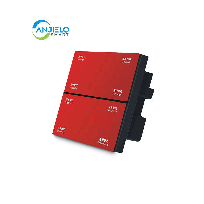 Anjielo Smart Home Zero-fire 8-key Zigbee Smart Switch for Tuya Smart Home Multi-Function Wall Light Gateway 240v Compatible Smart Life