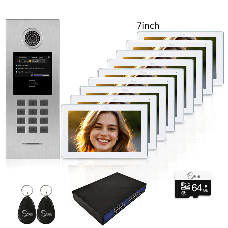 High Definition Tuya Smart Video Intercom System for Multiple Unit Buildings Includes KeyPad, IC Cards & Works up to 999 Users