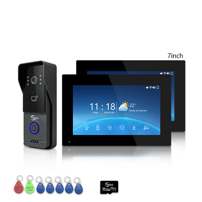 Wired 4‑Wire Smart Video Doorbell Intercom System | 1080P Infrared Night Vision IP65 Waterproof Tuya WiFi Video Door Phone with Touch Screen Monitor Motion Detection 3‑Way Unlock for Home Security