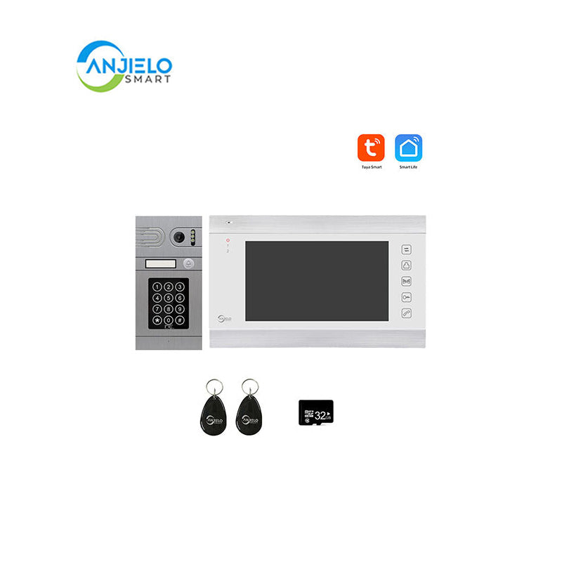 Anjielo Smart Home WIRED Video Intercom System 7 Inches Video Doorbell Door System Kits Support Unlock Monitoring for Villa Home Office Apartment