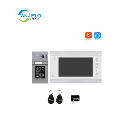 Anjielo Smart Home WIRED Video Intercom System 7 Inches Video Doorbell Door System Kits Support Unlock Monitoring for Villa Home Office Apartment