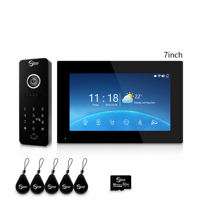 4-Wire Tuya Smart Video Intercom System, 10 Inch Touch Screen Indoor Monitor, Wired Doorbell Camera with Keypad, Two-Way Audio, PIR Motion Detection, Remote Unlock, Night Vision for Home Villa Security