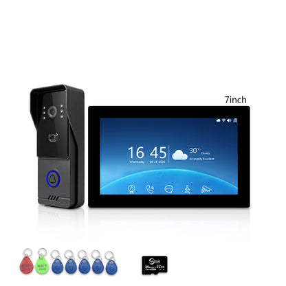 ANJIELO 2-Wire Tuya Smart Video Intercom System, 7/10 Inch Touch Indoor Monitor, 1080P Wired Doorbell with RFID Card Unlock, Night Vision, Motion Detection, IP65 Outdoor Camera, Remote Unlock via Smart Life App