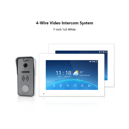 Anjielo 4-Wire Video Intercom System | Touchscreen + Tuya App Integration, 2-Way Audio, Night Vision & Motion Detection, Smart Access Control for Home & Villa
