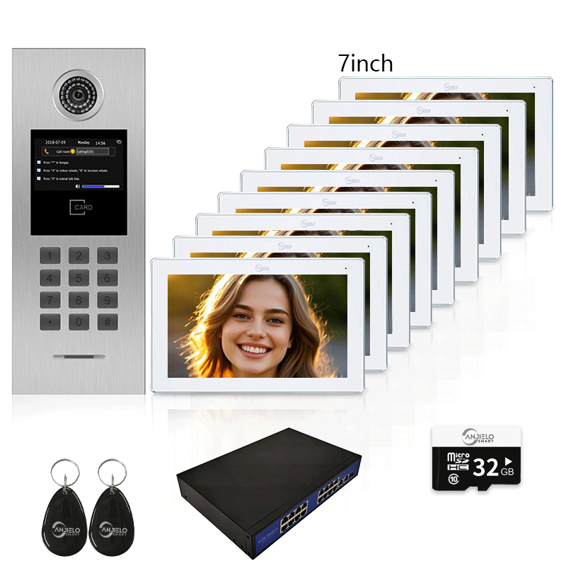 High Definition Tuya Smart Video Intercom System for Multiple Unit Buildings Includes KeyPad, IC Cards & Works up to 999 Users