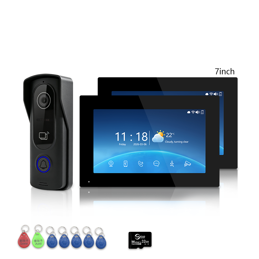 4 Wire Tuya Smart Video Intercom System | 1080P Wired Video Doorbell with Indoor Touch Monitor, RFID Card Unlock, Motion Detection, Night Vision, 2-Way Audio, Remote Unlock for Home Security