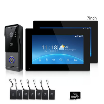 Tuya Smart 4‑Line Wired Video Intercom System, 10" Touch Screen Video Door Phone, RFID Unlock IP65 Doorbell Camera for Villa Home Security