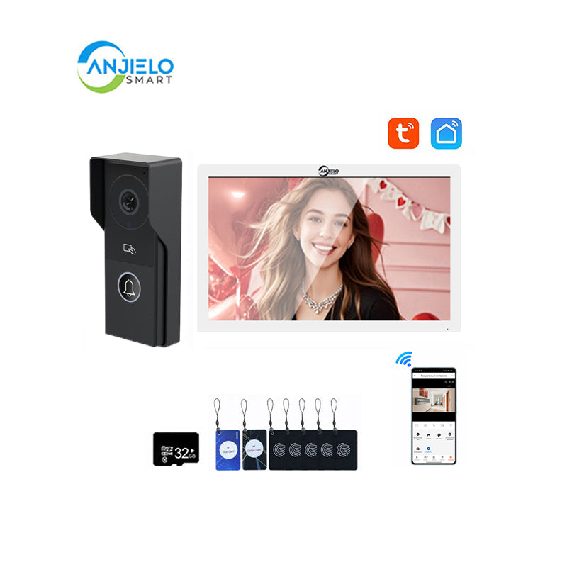 ANJIELO Smart Home Security Intercom System with 1080P 7/10-inch Touch Screen and Waterproof Door Phone, 140° Ultra-wide-angle Monitoring For Home