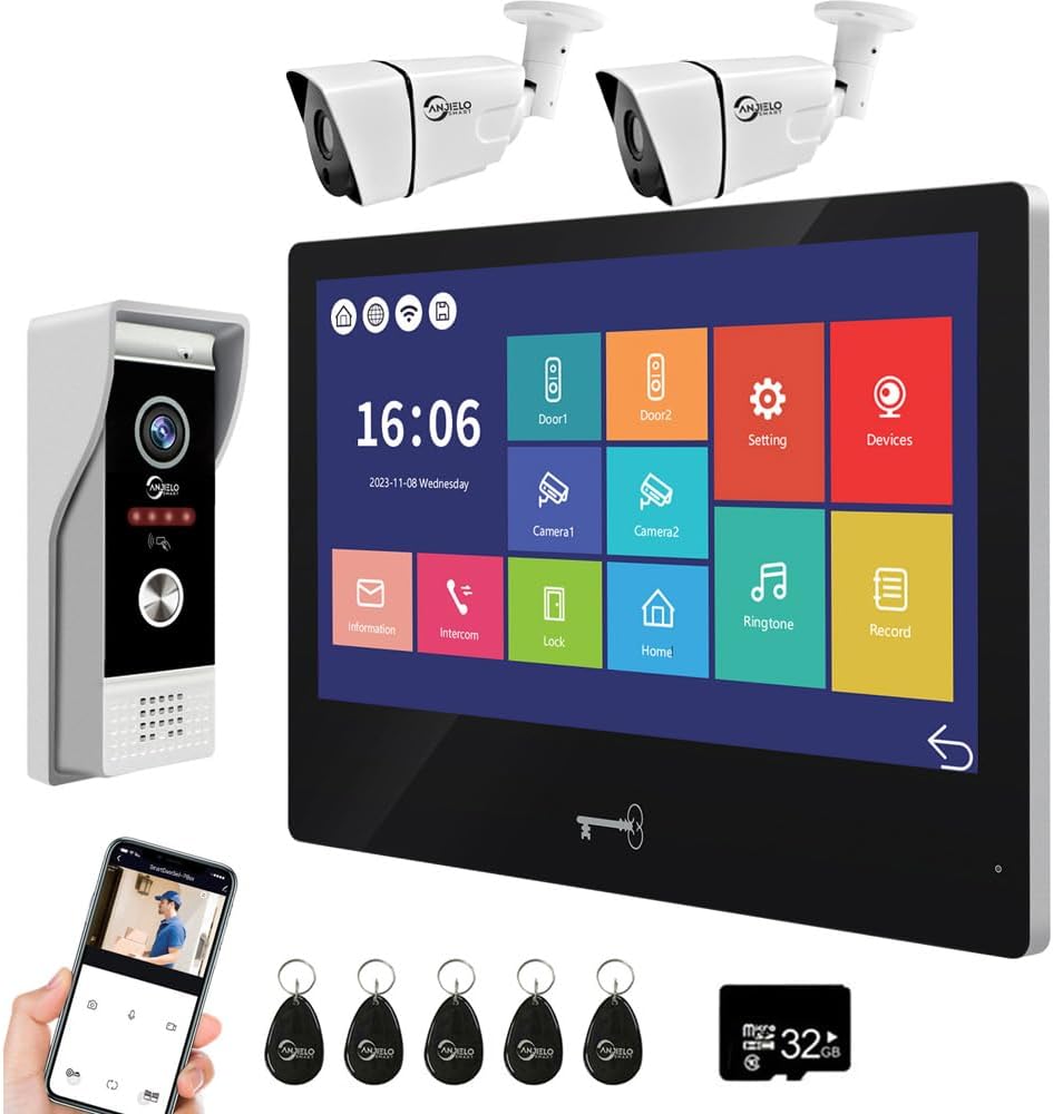 ANJIELO Smart Wires Video Intercom System- WiFi with Motion Detection Adjustable Detection Area