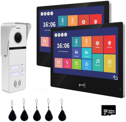 Anjielo Smart 4 Wire Tuya WiFi Anjielo Video Doorbell Intercom System - High Definition 1080p Cameras with Touch Screen Monitors for Apartments