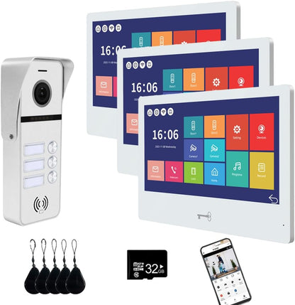 Anjielo Smart 4 Wire Tuya WiFi Anjielo Video Doorbell Intercom System - High Definition 1080p Cameras with Touch Screen Monitors for Apartments